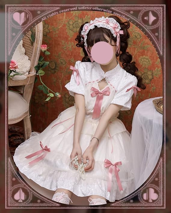 JIURUN Cosplay Lolita Gothic Lolita Costume with 3D Panel Anime Bow Tie Plus Mori Sweet Gothic Ladylike Size One-Piece Pattern, Ruffles, Joints,