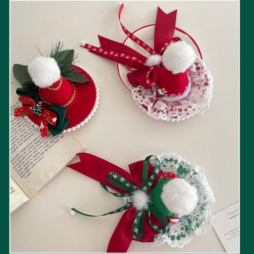 Bowknot Children Christmas Hair Clip Christmas Hat Headband Christmas Costume Dress Up