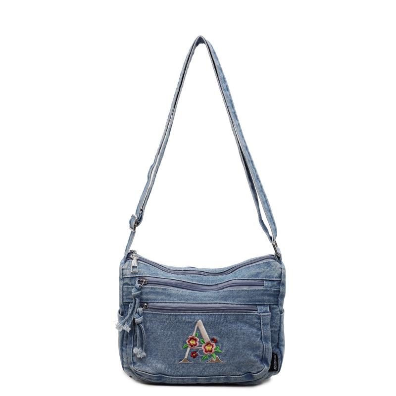 

Multi-layer Denim Bag Vintage Shoulder Bag Women s Embroidered Crossbody Bag светло-синий