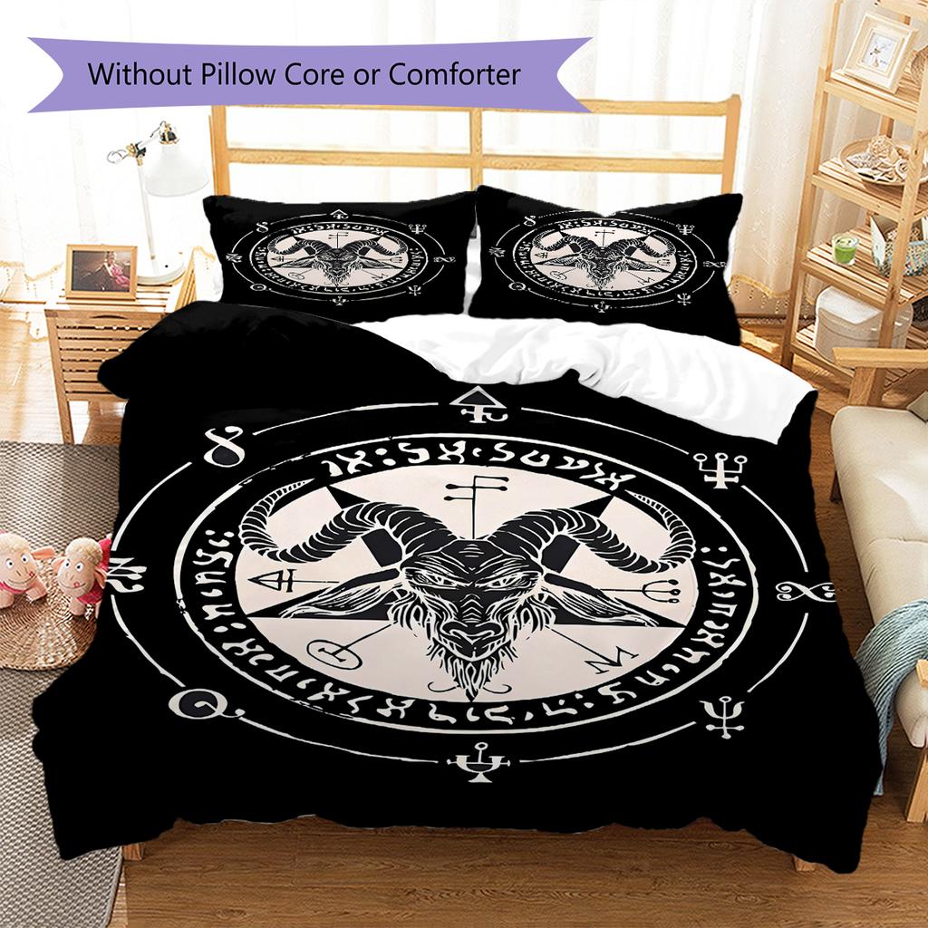 Satan Symbol Pattern Bedding,Quilt Set Quilt Cover Pillowcase Home Birthday Gift (1 * Duvet Cover + 2 * Pillowcase, Without Core)