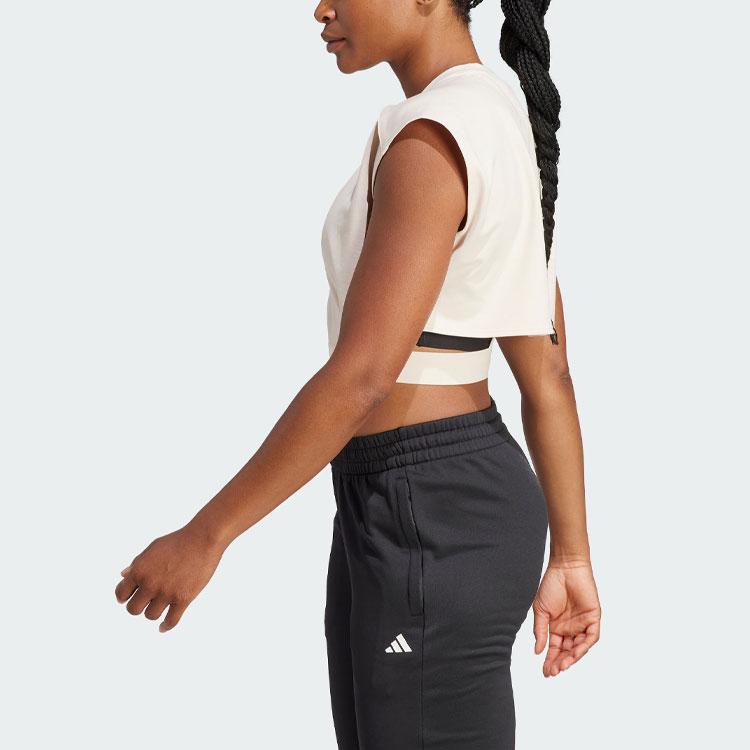 Adidas Power Aeroready Crop Training Фитнес Футболка с короткими рукавами Женские топы — фото 4