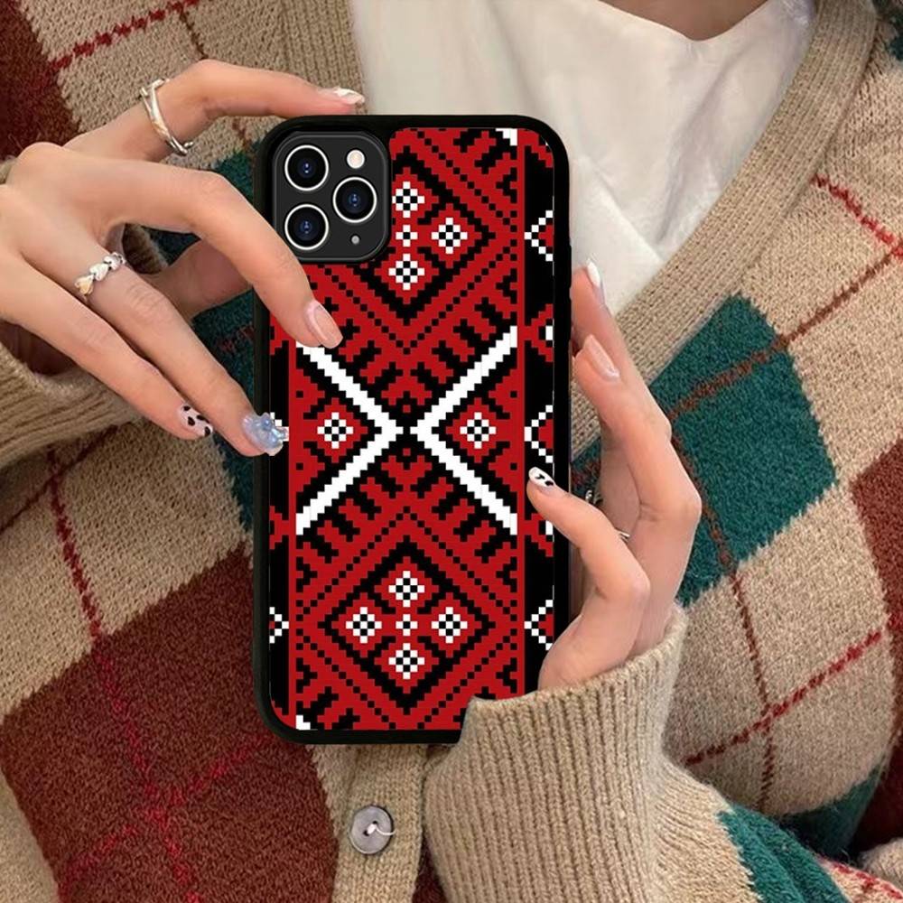U-Ukraine Ornament Pattern Phone Case Silicone PC+TPU For For IPhone 11 12 13 14 15 16 Plus Pro Max Cover