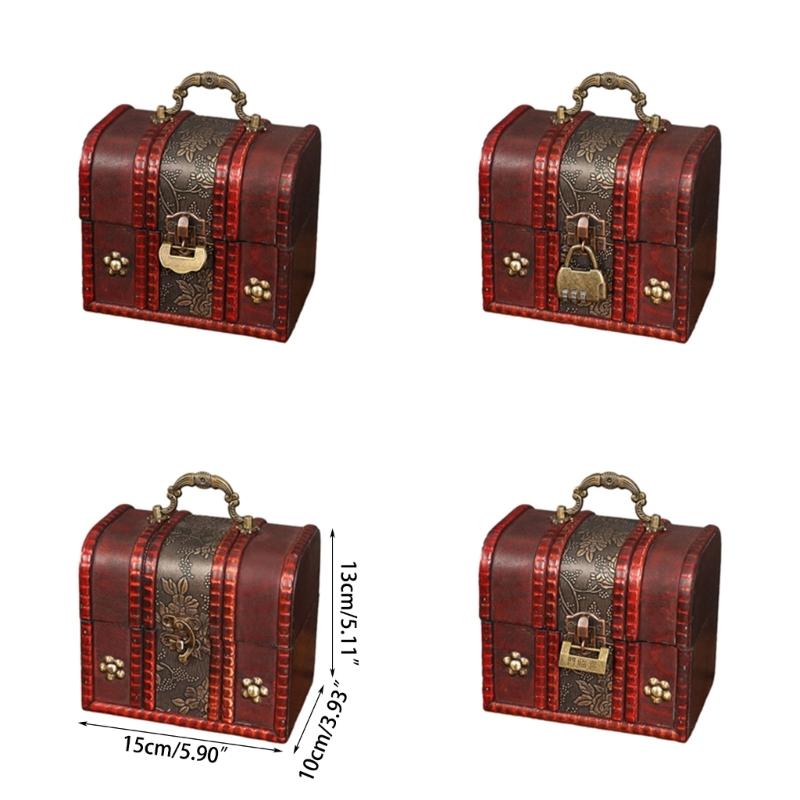 Jewelry Storage Box Treasure Jewelry Container Wood Trinket Holder Jewelry Organizer with Lock Jewelry Display Case Gift
