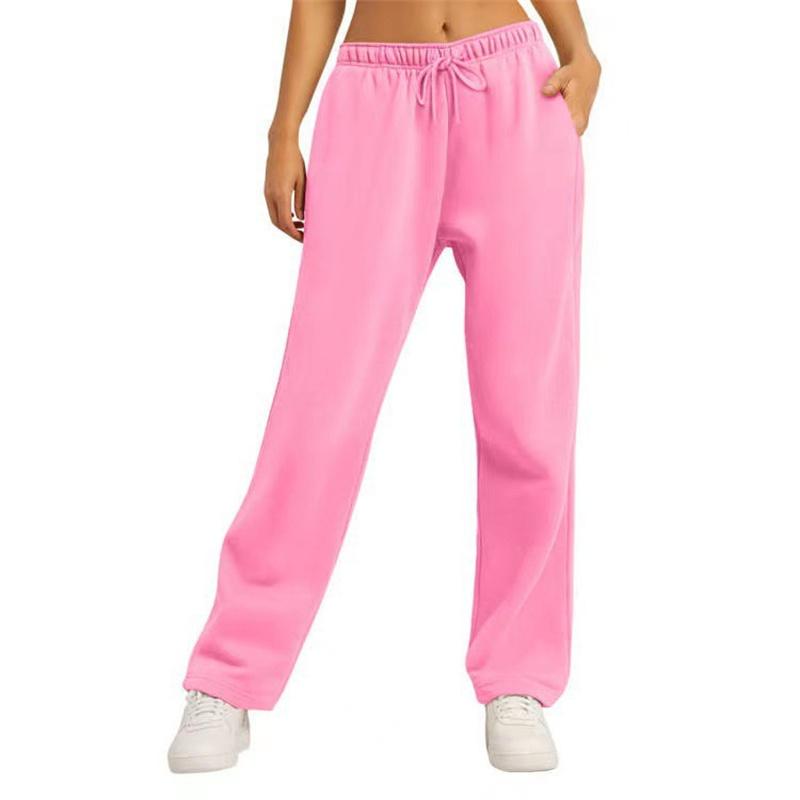 Autumn Winter Women's Solid Color Sweatpants Daily Casual Pants Women's Wide Leg Pants Comfortable Loose Drawstring Women's
