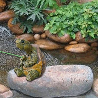 Animal Figurine,Fishing Turtle Statue DIY Garden Accessories Flower Pot Decoration for Flowerpot