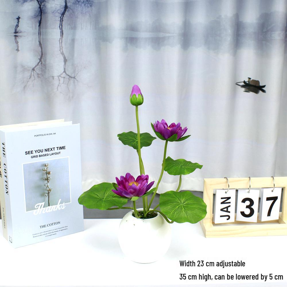Artificial Silk Lotus Flower Ornament for Buddha Altar - Decorative Bonsai Guanyin Flower