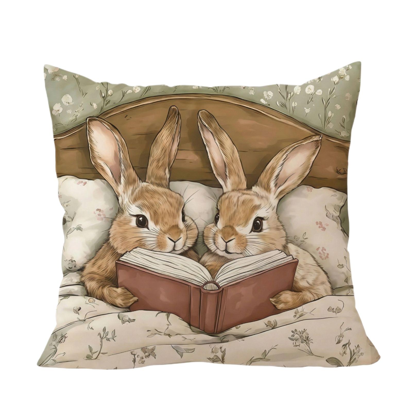 Easter Bunny Egg Pillowcase Imitation Embroidery Print Festive Living Room Sofa Throw Pillow Cushion Cover One Size 619₽