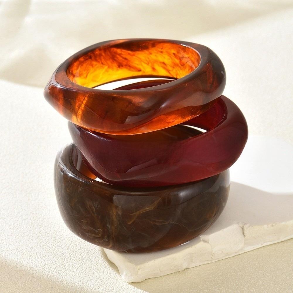 3/4 Pcs Thickened Irregular Resin Bracelet Wide Cuff Bracelet Set Exaggerated Chunky Bangles Gifts
