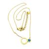 Les Trésors De Lily [P7875] - Designer Steel Necklace 'Boho' Turquoise Gold - 15x10 Mm