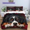 Bernese Mountain Dog and Rose Pattern Bedding Home Decoration Birthday Gift (1 * duvet cover + 2 * pillowcase, without core)