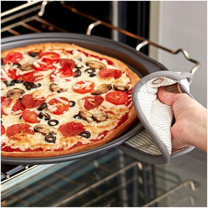 Yapışmaz Karbon Çelik Pizza Tavası Yuvarlak Pizza Pişirme Tepsisi Delikli Çıtır & Kabarcıklı Ev Restoran Mutfak Pişirme Aletleri