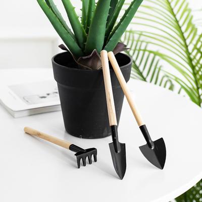Set de 3 Petits Outils de Jardinage Manche en Bois Pelle à Main Râteau Truelle Outils à Main de Jardinage Métal Robuste pour Balcon Succulentes Pots de Fleurs Plantation