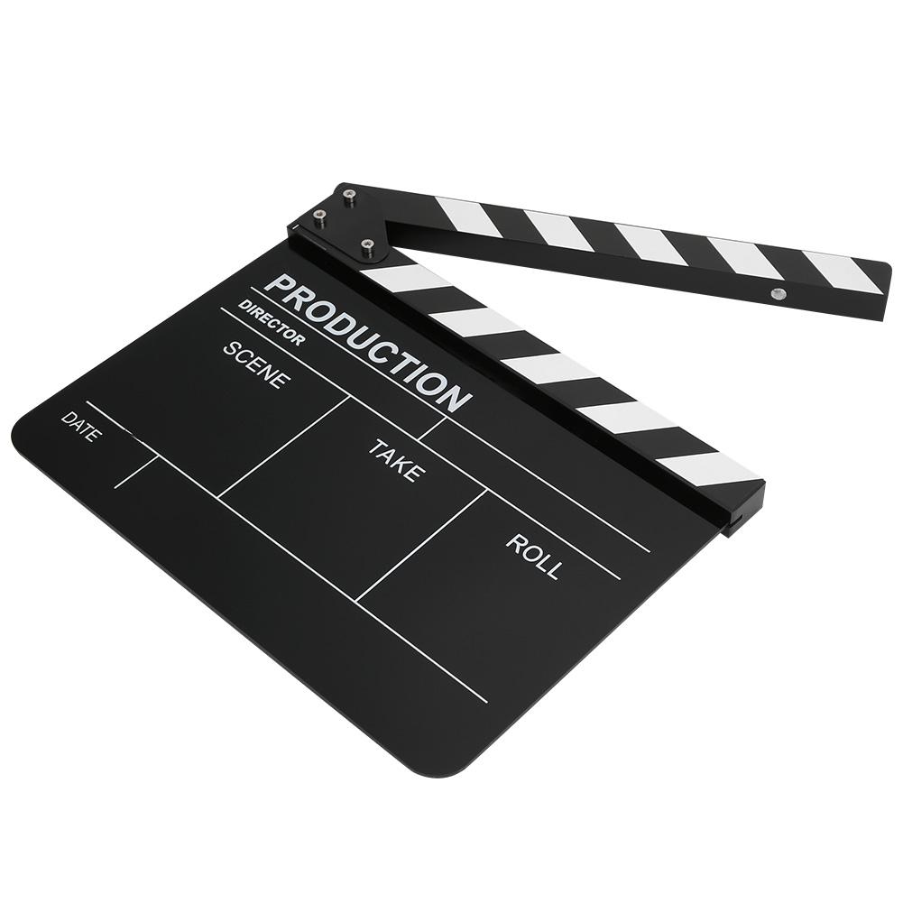 30x25CM Claquete de Acrílico Diretor Profissional Cinema Filme Ação Clap Ferramenta de Fotografia Faixa Branca Quadro Negro