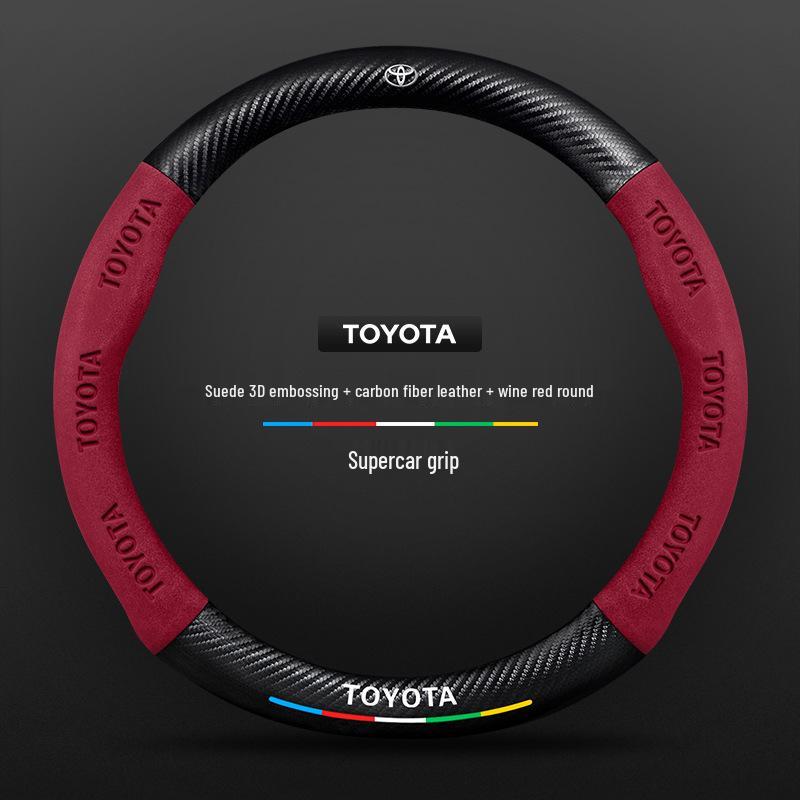 Ultra-Thin Suede Carbon Fiber Steering Wheel Cover for 11-15 Toyota Yizhi