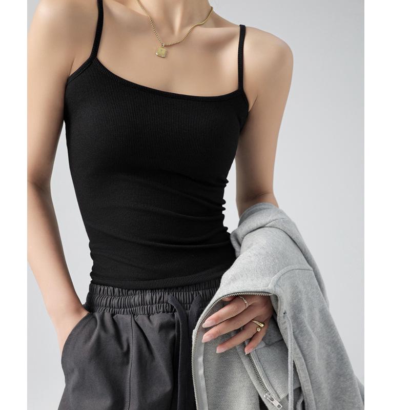 Ribbed Camisole Tank Top for Women - Slim Fit, Underarm Coverage, Spring/Summer/Autumn Wear