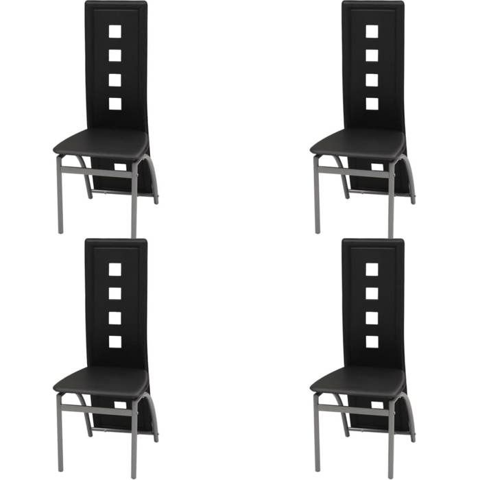 VidaXL 4x Dining Chair Artificial Leather Black Kitchen Chairs 243645