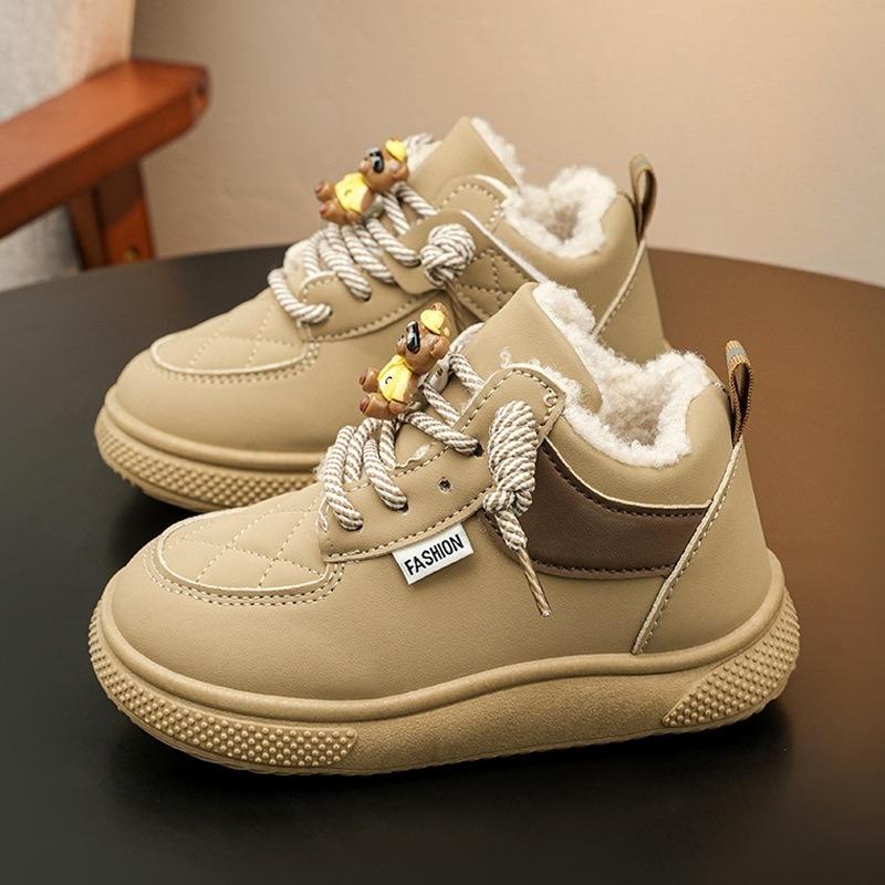 

Girls Fleece-lined Thick Cotton Shoes Winter Warm Children s Sports Shoes Waterproof and Non-slip Big Cotton Boots 37 хакі