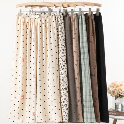 Ice Silk Linen High Waist Cartoon Print Pajama Pants for Women, Casual, Summer Style, Plus Size, Suitable for Indoor and Outdoor Wear