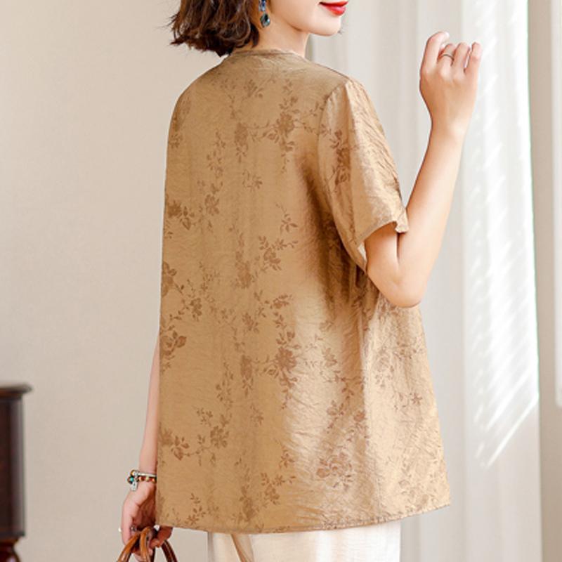 Elegant Blouses for Women Top Plus Size Casual Loose Women's Short Sleeve Shirt Summer Vintage Clothes