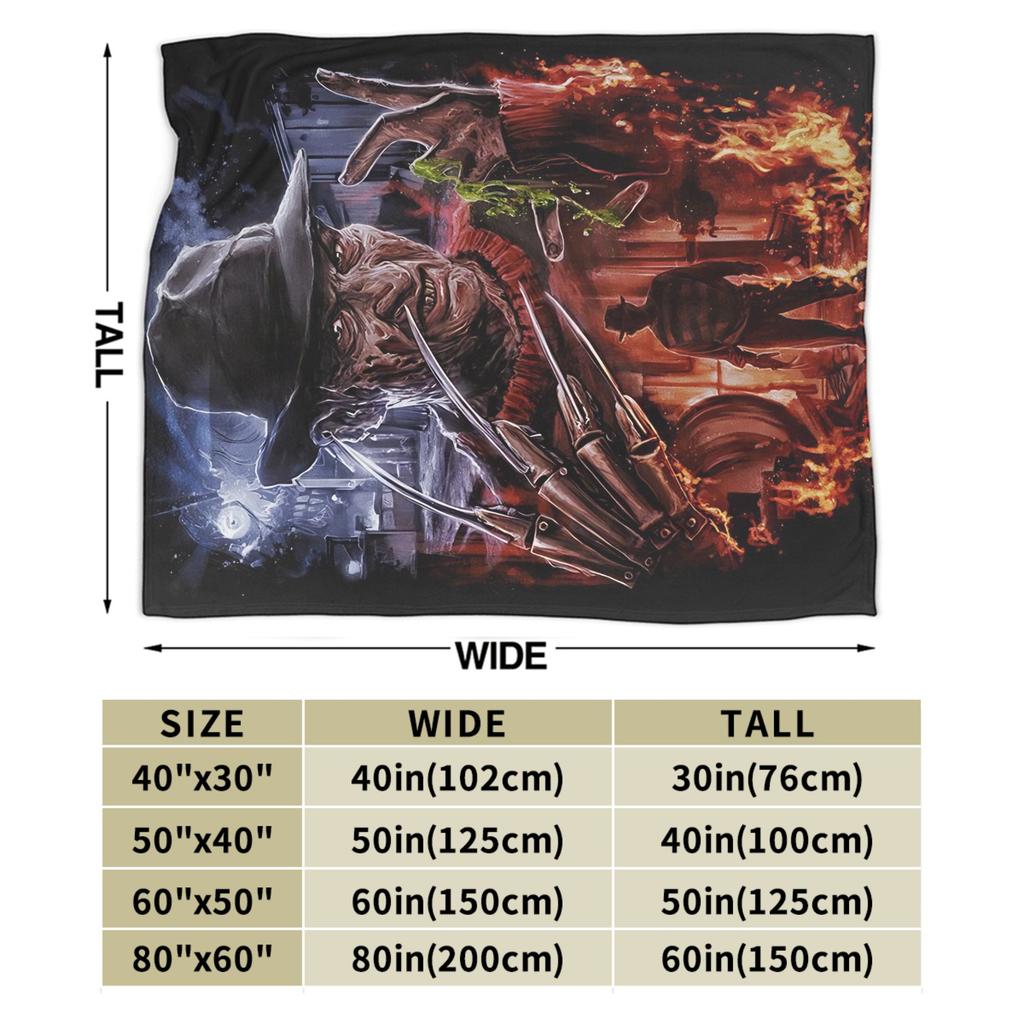 Freddys Krueger Halloween Art Spooky Retro Horror Blankets Quality Super Soft Throw Blanket Winter Travel Couch Chair Bedspread