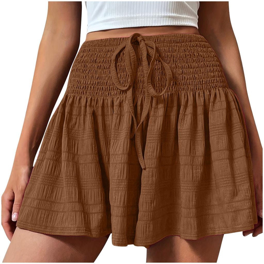 Women's High Waist Drawstring Shorts Skirt Casual Elastic Waist Multi Colors
