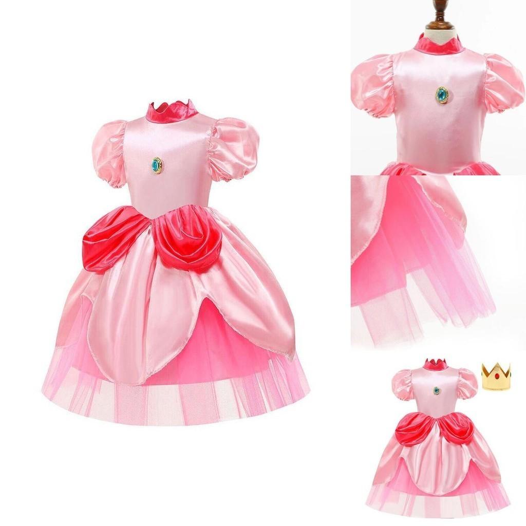 Adorable Princess Peach Dress Costume For Kids Perfect For Halloween And Role Play