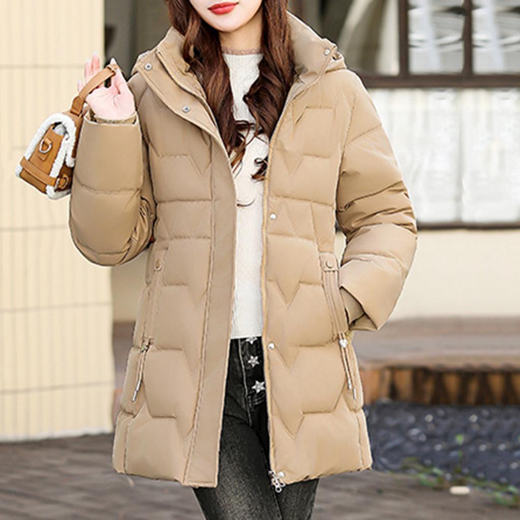 Women's Hooded Coat Ladies Winter Cotton Coat Thickened Warm Jacket