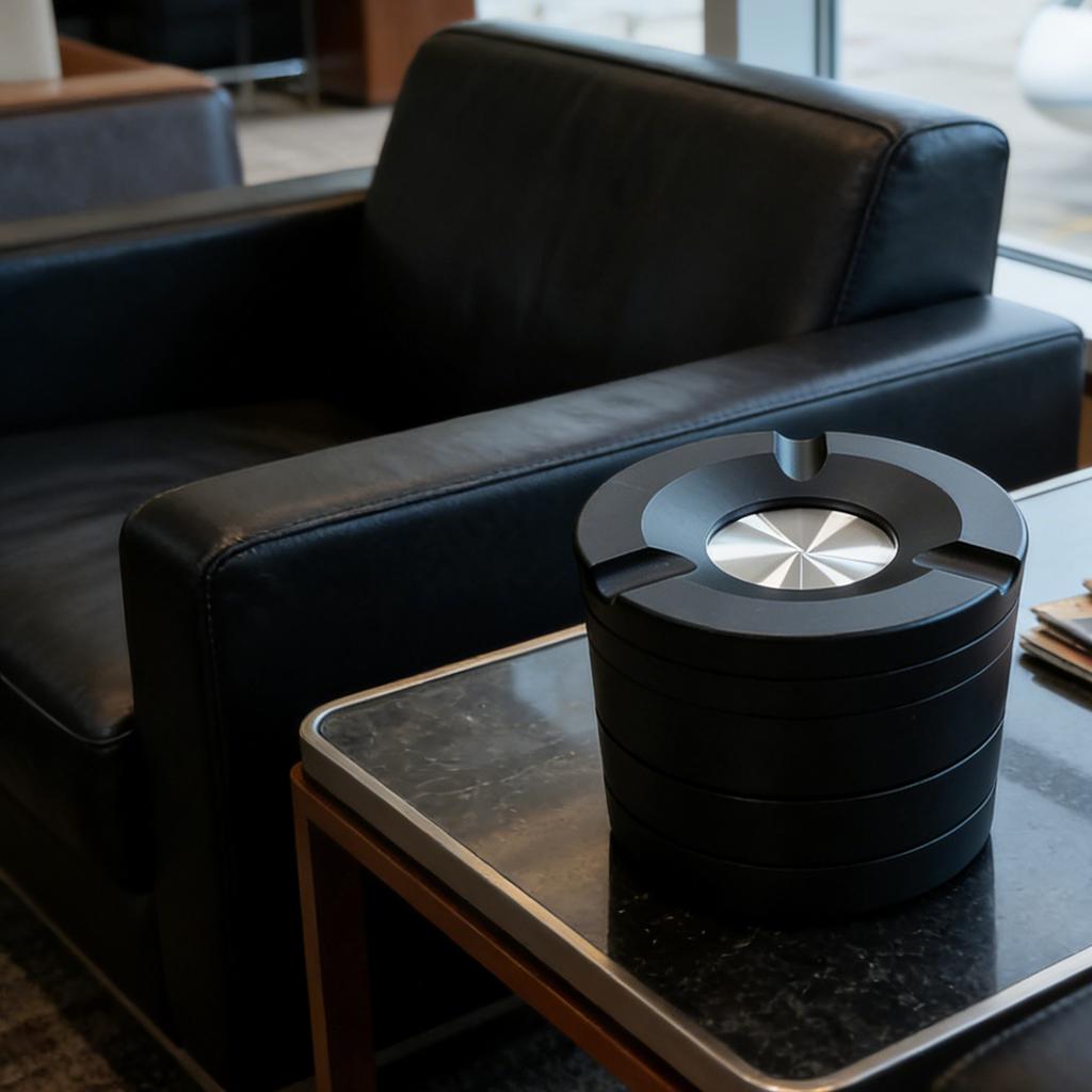 Cool Premium Feel Mechanical Rotating Ashtray with Lid Ash Tray Desktop Ornaments Office Car Ash Tray Smoking Accessories Gifts