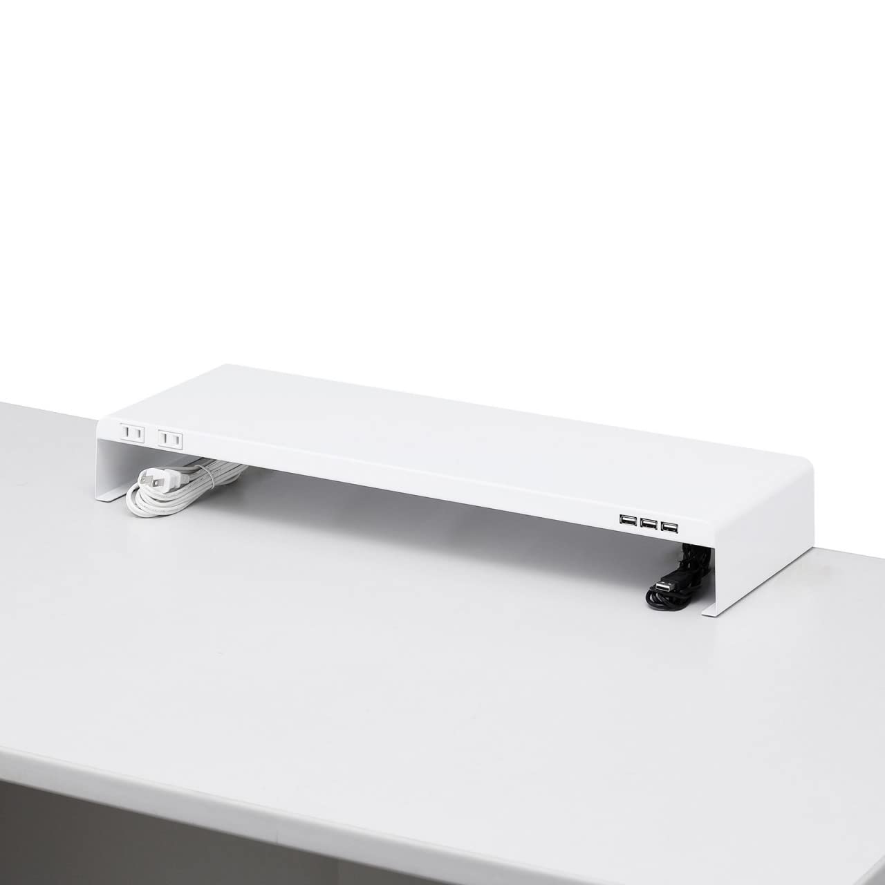 

Sanwa Supply MR-LC202WN Desktop Rack with Power Strip and USB Ports (W600 x D200mm, White)