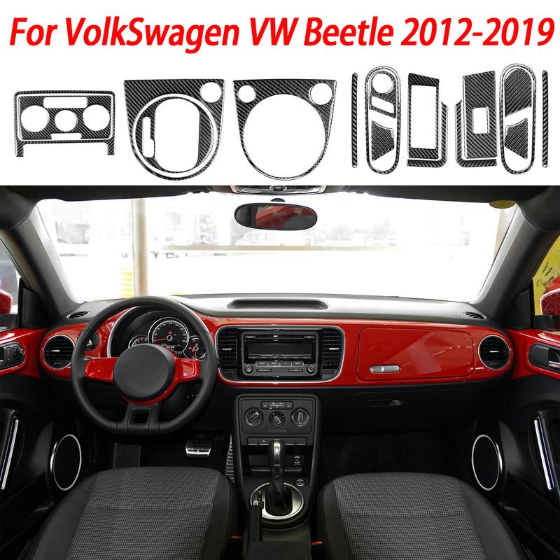 Auto Interior Accessories For VW VolkSwagen Beetle 2012- Carbon Fiber Gear Shift Panel Inner Door Handle Cover Trim Sticker