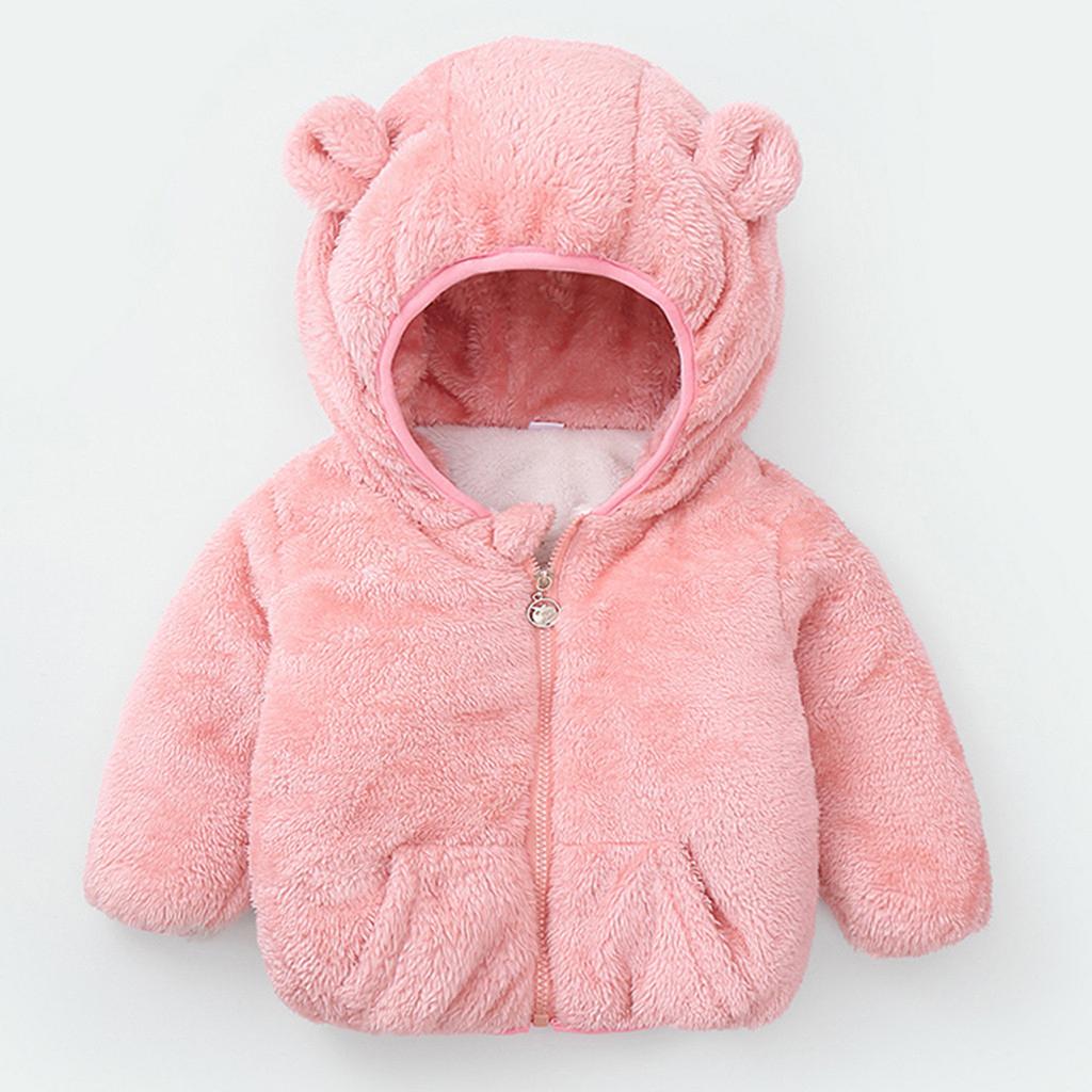 Infant And Toddler Bear Ears Cute Jacket Solid Color Hoodie Jacket Kids Sweater