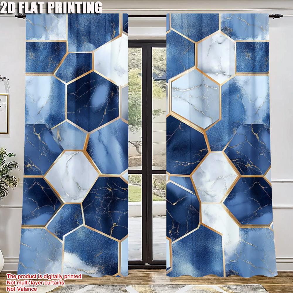2pc    Window Drapes Geometric Patterns Versatile Durable Polyester  Without Electricity Festive Wall Decor Use for Daily home