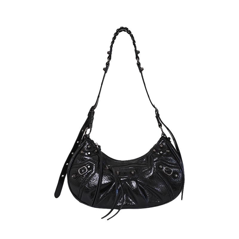 2026 Spicy Girl Rivet Crescent Versatile Handbag: Underarm, Shoulder & Crossbody