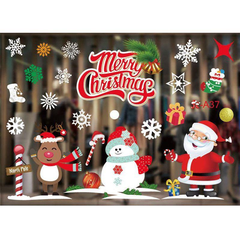 Christmas Wall Merry Stickers Window Glass Decals Home Room Xmas New Year Decor