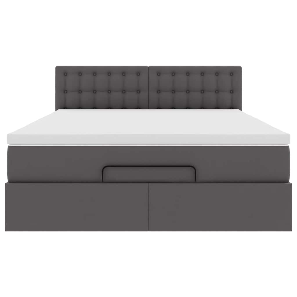 Ottoman Bed with Mattress Gray 140x190 Cm Faux Leather