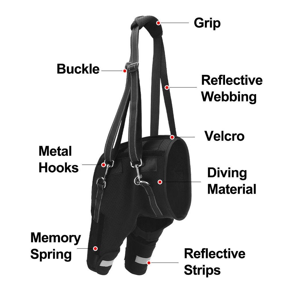 Legs Hip Support Dog Lift Harness Black Adjustable Pet Aid Assist Tool Breathable Reflective Strip Dog Rear Leg Support