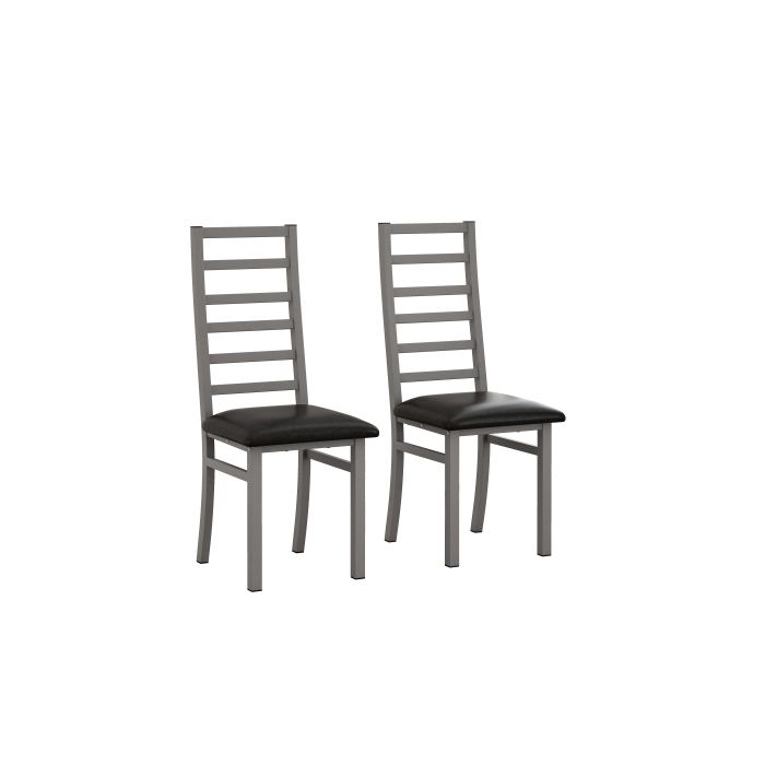 Chaises De Salle À Manger - MUVOE - Lot De 2 - Métal Avec Assise En Cuir PU - Gris - Design Contemporain