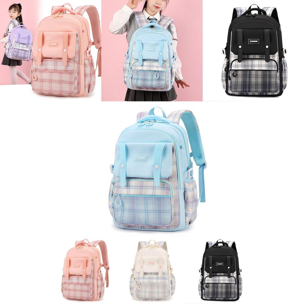 Stylish And Durable 2024 Girls School Backpack For Grades 2 To 6 With Cute Checkered Pattern