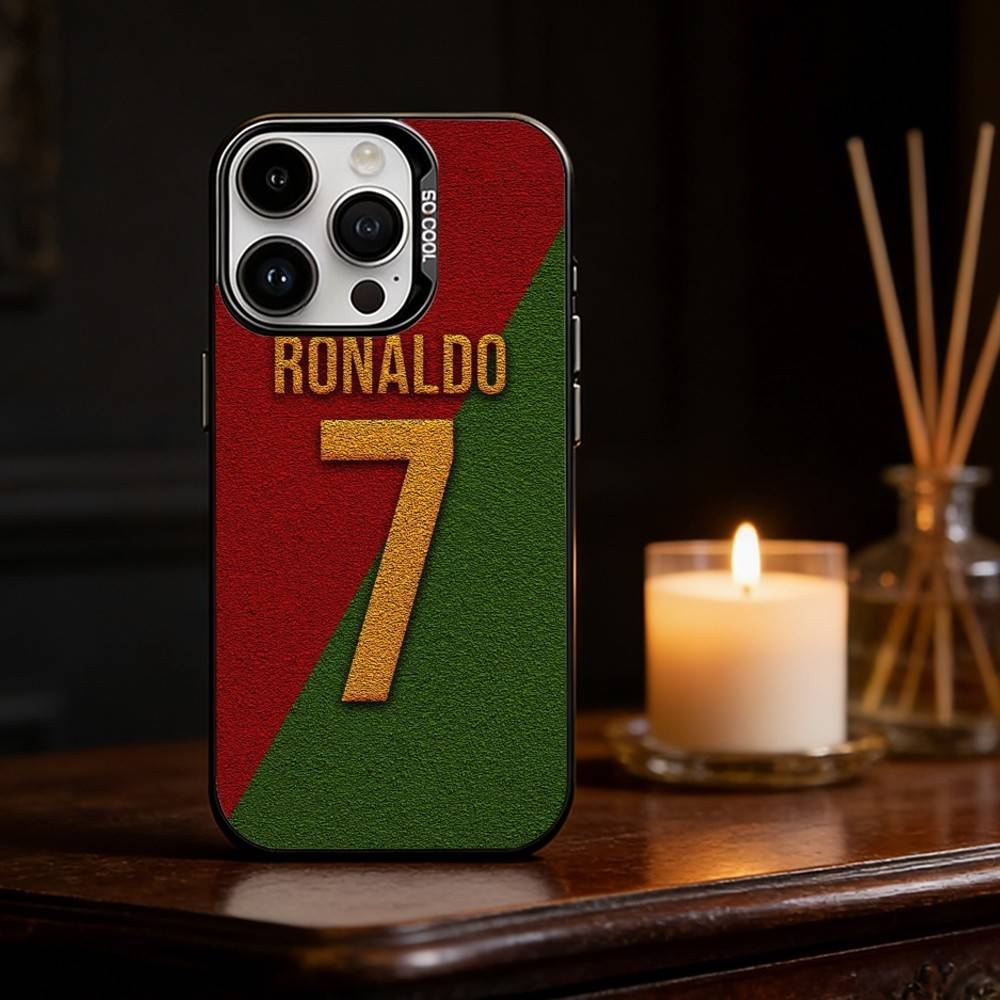 CR7 C-Cristiano R-Ronaldo Pouzdro na telefon Barva Stříbrný kryt Pro IPhone 17 16 15 14 13 12 11 Pro Max Plus