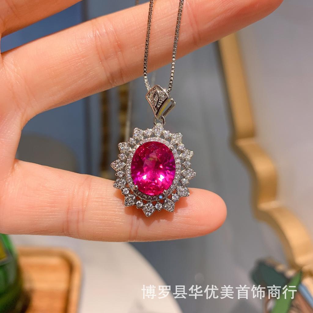 Komplet rubinów, nowy wisiorek, kolczyki, biżuteria ślubna, trzyczęściowy komplet retro.