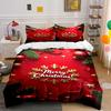 Gold Merry Christmas Festive Decor Bedding Set (1 Duvet Cover, 2 Pillowcases, Duvet Not Included)