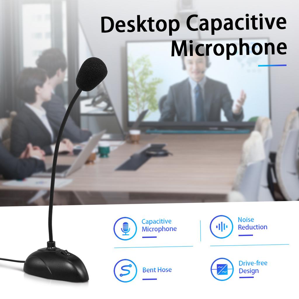 Computer Microphone Desktop Capacitive Microphone Wired Microphone 3.5mm Interface for Lecture Conference Voice Chat