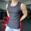 Men Vest Crew Collar Sleeveless Summer Tops Pure Color Ribbed Sport Camisole Lightweight Breathable Quick-Drying Tank Tops