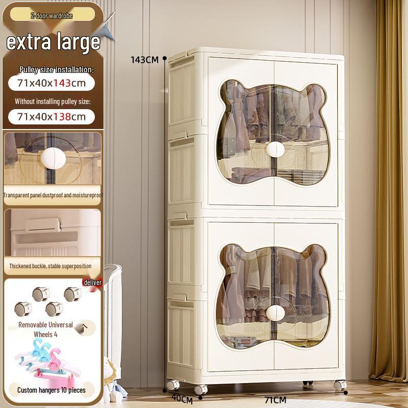 Infant Folding Plastic Storage Cabinet: Simple Children's Wardrobe