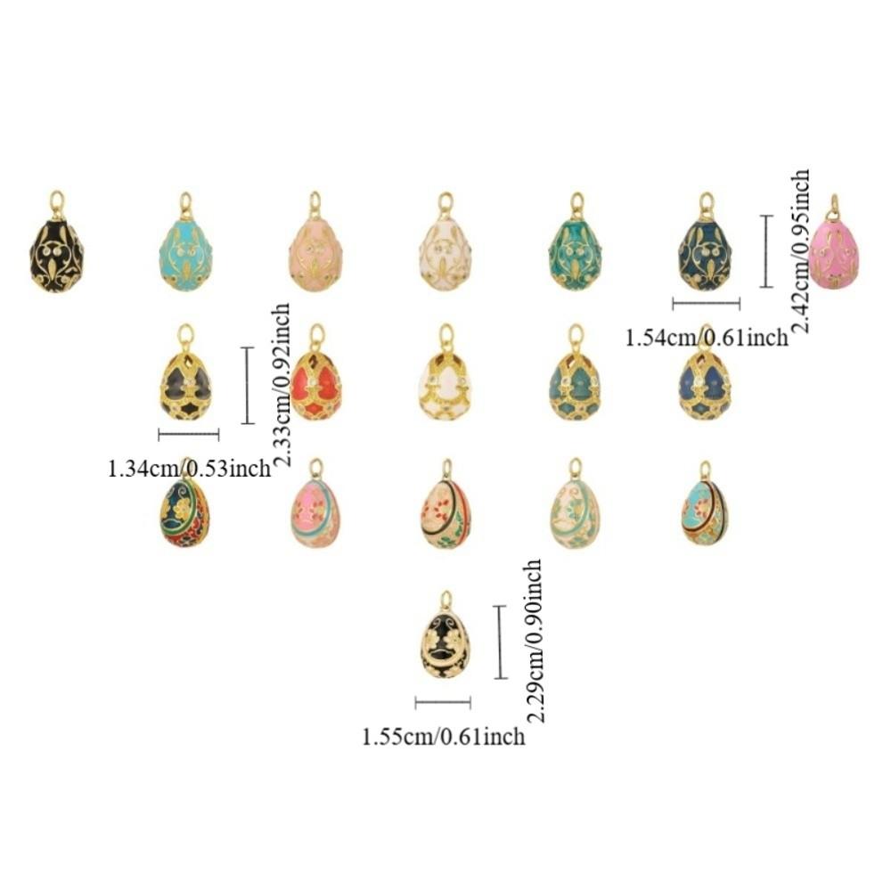 Copper Easter Egg Crystal Pendant Bohemia Necklace Pendant Colorful Enamel Pendant  Party