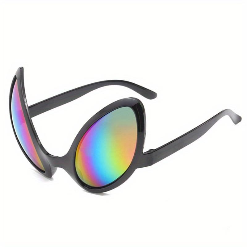 Alien-Themed Rainbow Fashion Glasses with Green Glitter Antennas - Fun Party Accessory for New Year's, Halloween, and Themed Events
