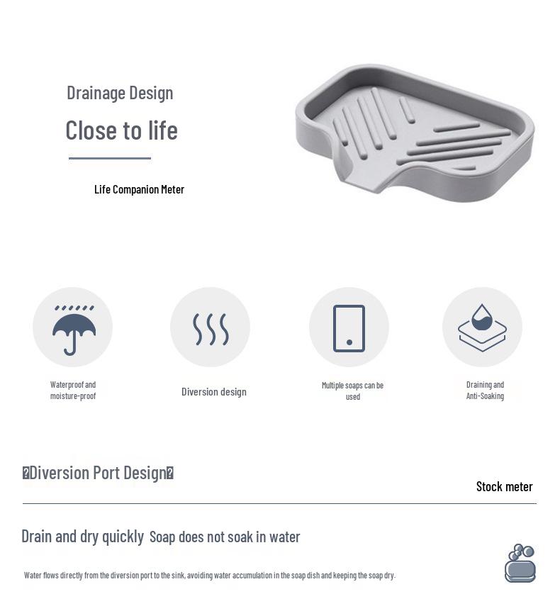 Non-Slip Silicone Soap Dish and Draining Mat for Kitchen & Bathroom