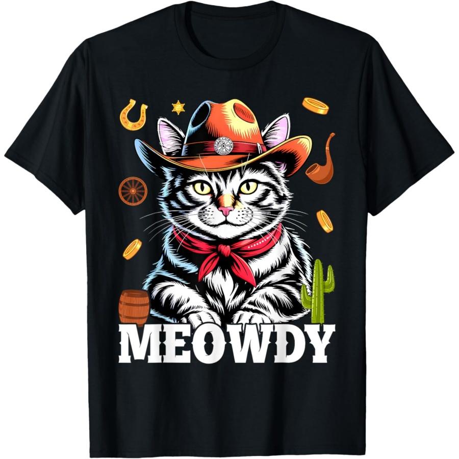

Cat Cowboy Funny Mashup Meowdy Western Country Music Cat T-Shirt XXXXXL чорний