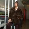 Russian women's clothing imitation mink fur belt plush jacket medium and long suit collar fur coat