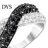 Women Circlet Finger Ring Double Colors Shiny Rhinestone Inlaid Cross Shape Electroplated Lady Daily Jewelry